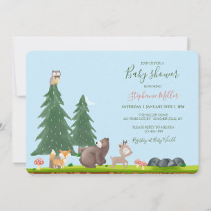Invitation Baby shower des animaux des bois