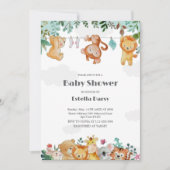 Invitation Baby shower des animaux des bois (Devant)