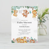 Invitation Baby shower des animaux des bois (Debout devant)