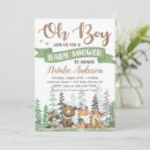 Invitation Baby shower des animaux des bois (Debout devant)