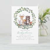 Invitation baby shower des animaux des bois (Debout devant)