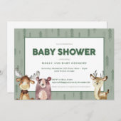 Invitation Baby shower des animaux des bois (Devant / Derrière)