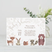 Invitation Baby shower des animaux des bois (Debout devant)