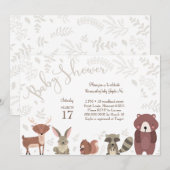 Invitation Baby shower des animaux des bois (Devant / Derrière)