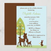 Invitation Baby shower des animaux des bois (Devant / Derrière)