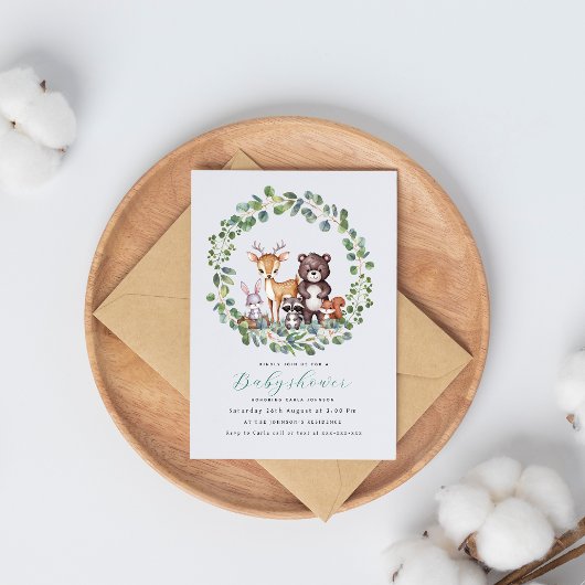 Invitation baby shower des animaux des bois