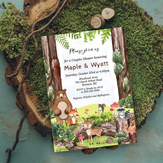 Invitation Baby shower des animaux des bois