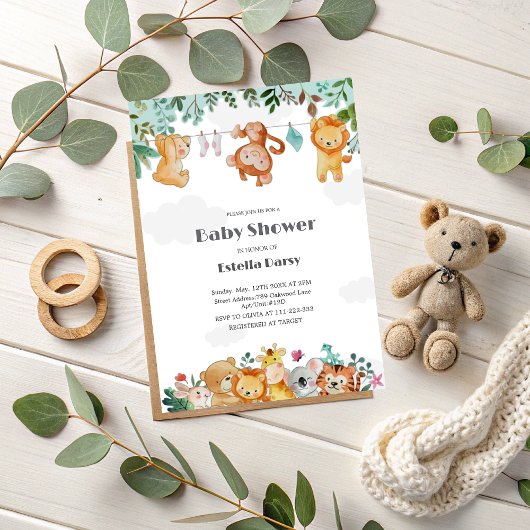 Invitation Baby shower des animaux des bois