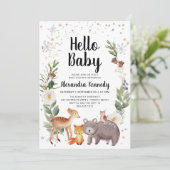 Invitation Baby shower des animaux des bois (Debout devant)