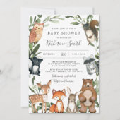 Invitation Baby shower des animaux des bois (Devant)