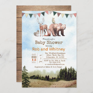 Invitation Baby shower des animaux des bois