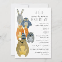 Invitation Baby shower des animaux des bois