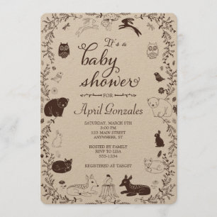 Invitation Baby shower des animaux des bois