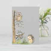Invitation Baby shower des animaux des bois (Debout devant)