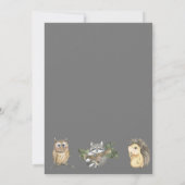 Invitation Baby shower des animaux des bois (Dos)