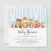 Invitation Baby shower des animaux des bois d'hive (Devant)