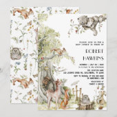 Invitation Baby shower des animaux des bois et des amis des f (Devant / Derrière)