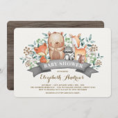 Invitation Baby shower des animaux des bois| Forêt lunaire (Devant / Derrière)
