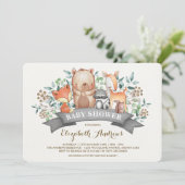 Invitation Baby shower des animaux des bois| Forêt lunaire (Debout devant)