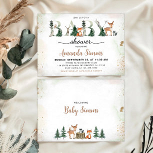 Invitation Baby shower des animaux des bois Hiver