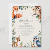 Invitation Baby shower des animaux forestiers (Devant)