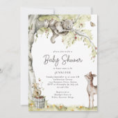 Invitation Baby shower des animaux forestiers (Devant)