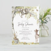 Invitation Baby shower des animaux forestiers (Debout devant)