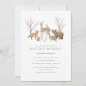 Invitation Baby shower des animaux forestiers (Devant)