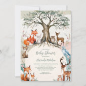 Invitation Baby shower des animaux forestiers (Devant)