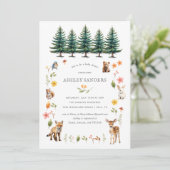 Invitation Baby shower des animaux forestiers (Debout devant)