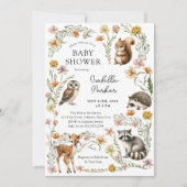 Invitation Baby shower des animaux forestiers (Devant)