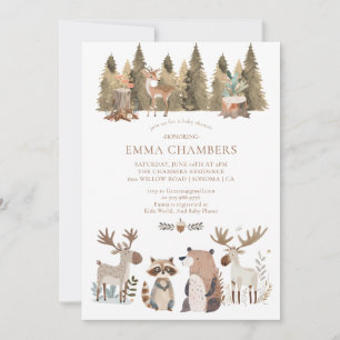 Invitation Baby shower des animaux forestiers
