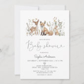 Invitation Baby shower des animaux forestiers (Devant)