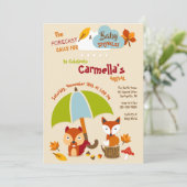 Invitation Baby shower des animaux forestiers (Debout devant)