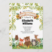 Invitation Baby shower des animaux forestiers (Devant / Derrière)