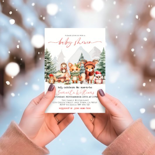 Invitation Baby shower des animaux forestiers