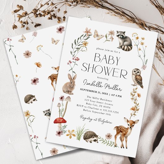 Invitation Baby shower des animaux forestiers