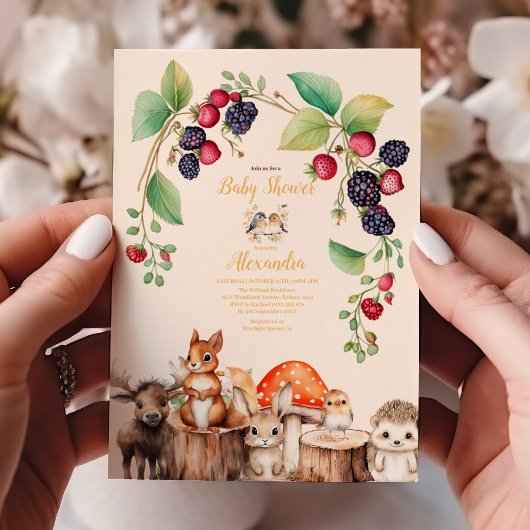 Invitation Baby shower des animaux forestiers