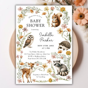 Invitation Baby shower des animaux forestiers