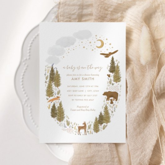 Invitation Baby shower des animaux forestiers