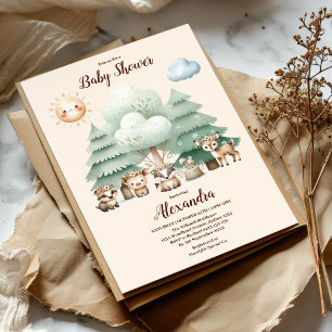 Invitation Baby shower des animaux forestiers