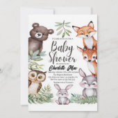 Invitation Baby shower des animaux forestiers (Devant)