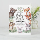 Invitation Baby shower des animaux forestiers (Debout devant)