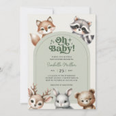 Invitation Baby shower des animaux forestiers (Devant)