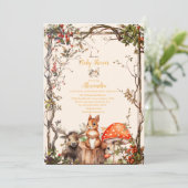 Invitation Baby shower des animaux forestiers (Debout devant)