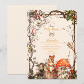 Invitation Baby shower des animaux forestiers (Devant / Derrière)