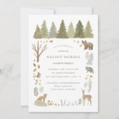 Invitation Baby shower des animaux forestiers (Devant)
