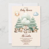 Invitation Baby shower des animaux forestiers (Devant)