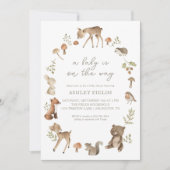 Invitation Baby shower des animaux forestiers (Devant)