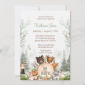 Invitation Baby shower des animaux forestiers (Devant)